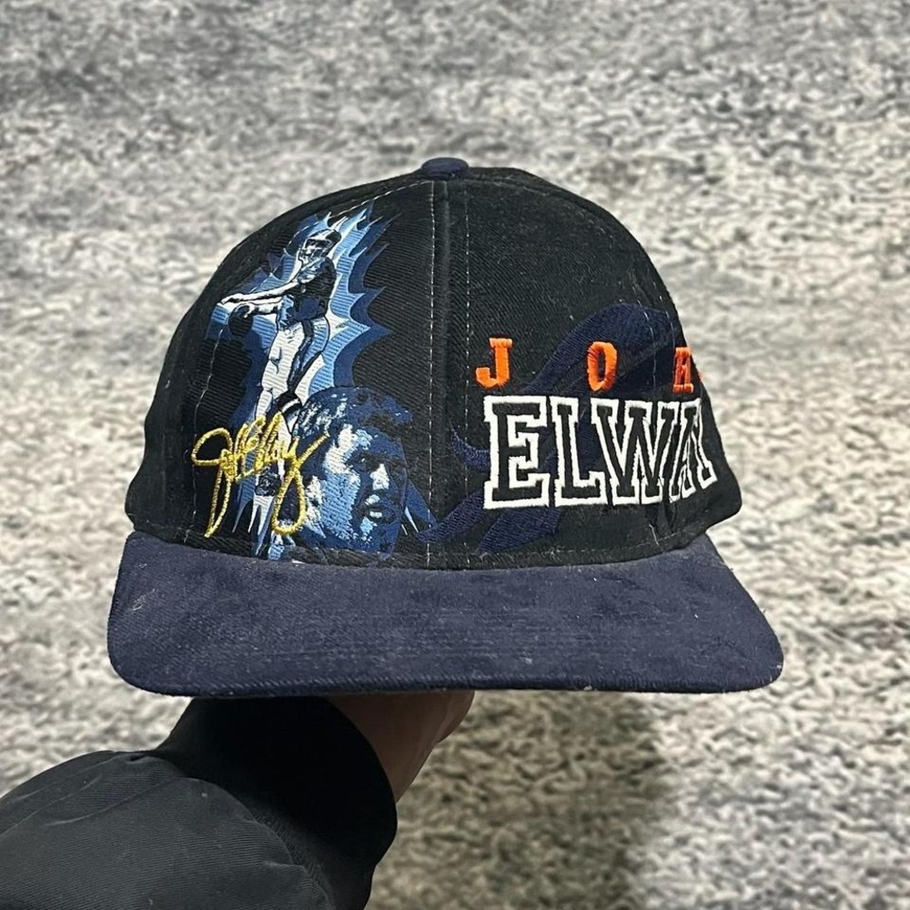 Vintage Denver Broncos John Elway Snapback Hat Drew Pearson QB Club Blue NFL 90s